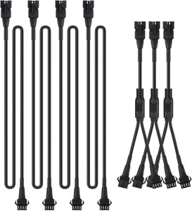 4 Stück 2 Fuß Verlängerungskabel und 3 Stück 2-Wege Splitter für Underglow RGB LED Streifen - Bild 1 von 5