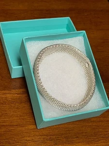 TIFFANY & CO STERLING SILVER .925 SOMERSET MESH BRACELET SIZE LARGE 7 1/2 INCHES - Picture 1 of 4