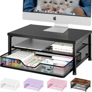 Elevador de soporte para monitor de computadora, organizadores de escritorio y accesorios con cajón, La... - Imagen 1 de 8
