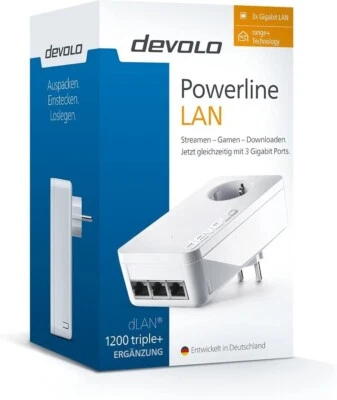 Devolo 1200 Lan Triple+  Powerline Gigabit-LAN-Einzeladapter (9896 / 9902) Power - Bild 1 von 3