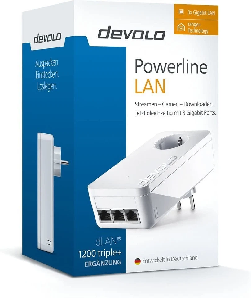 Devolo 1200 Lan Triple+  Powerline Gigabit-LAN-Einzeladapter (9896 / 9902) Power - Bild 1 von 3