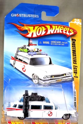 2010 Hot Wheels #25 New Models 25/44 GHOSTBUSTERS ECTO-1 White w/Chrome 5 Spokes - Image 1 of 4