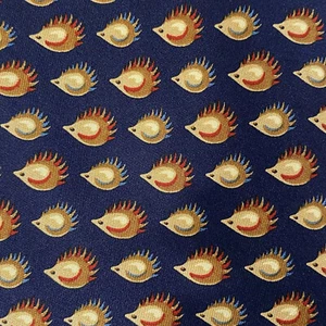 Pre-owned Salvatore Ferragamo Silk Tie Blue Hedgehog Pattern Made in Italy 3.5” - Picture 1 of 5