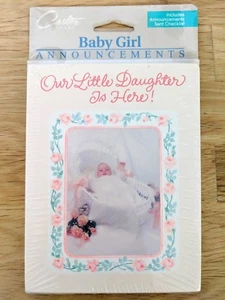 NEU Carlton Karten Neu Baby Mädchen Geburtsanzeige 8 Karten & Umschläge - Bild 1 von 3