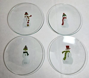 Pampered Chef Snowmen Round Appetizer Plates - Picture 1 of 2
