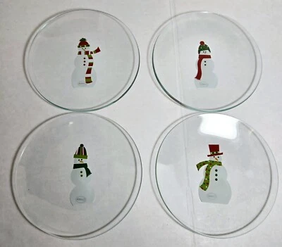 Pampered Chef Snowmen Round Appetizer Plates - Image 1 of 2