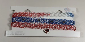 NUEVO Lote de 3 Collares Gargantilla Rojo Blanco y Azul de Claire's - Imagen 1 de 2