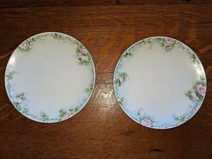 2 Antique Fischer & Mieg Pirkenhammer Pink Rose Dish - Picture 1 of 5