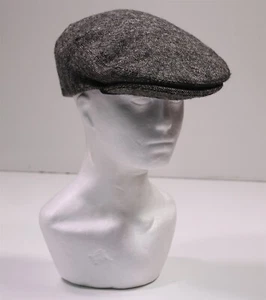 Jonathan Richard Ireland Gray/Black Wool Tweed Newsboys Cabbie Hat Cap 62/XL - Picture 1 of 7