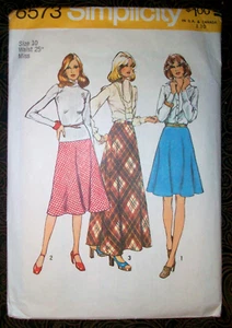 Easy SIMPLICITY Vintage 70s Sewing Pattern 6573 MOD Boho Maxi Flared Skirt 10 - Picture 1 of 2
