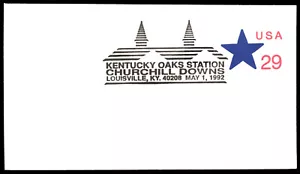 1992 USA 29¢ FDC Kentucky Derby Oaks Station Churchill Downs USPS Stamp - Picture 1 of 4