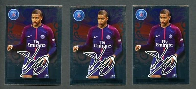 (3) 2017-18 Panini Foot La Collection Officielle #389 Kylian Mbappé folha de prata  - Imagem 1 de 2
