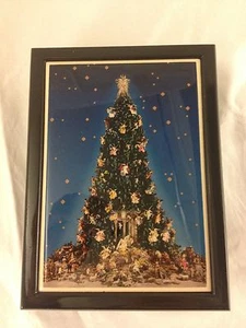 MMA Japón Árbol de Navidad Laca Negra Joyería Caja de Música Play Silent Night - Imagen 1 de 8
