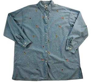 Camisa vaquera para mujer Tweety Bird XXL Warner Bros Studio bordada 1999 botón LS - Imagen 1 de 7