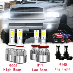H11 9005 LED Headlight + 9145 Fog Light Bulbs for 2012-2017 RAM 1500 2500 3500 - Imagen 1 de 12