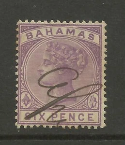 Bahamas 1890 Sg 54, 6d Mauve with Manuscript Cancel, Fine used. {Box 4-17} - Picture 1 of 1