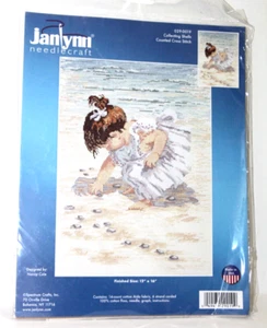 Janlynn Counted Cross Stitch Kit Collecting Shells Little Girl On Beach 12 x 16" - Picture 1 of 5