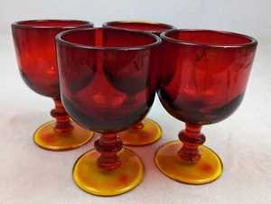 Amberina Imperial Hoffman House Red Orange Heavy Drinking Glassed 6"  Set Of 4  - Picture 1 of 24