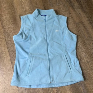 Reebok Womens Vest Jacket Size Large Blue Fleece Full Zip Sleeveless Pockets - Picture 1 of 7