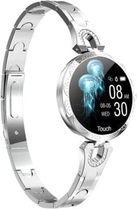 Srebrny damski inteligentny designerski zegarek kolorowy ekran fitness bluetooth - Zdjęcie 1 z 16