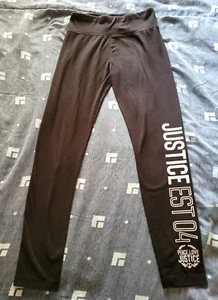 Justice Black/White Logo Glitter Heart Peace Girls Athletic Sweatpants L 12/14 - Picture 1 of 4