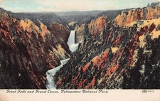 Yellowstone National Park WY Great Falls Grand Canyon Wyoming Vtg Postcard A12