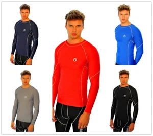 Herren CoolBase Kompression Basisschicht Shirt Oberteil Langarm Haut Leggings schwarz - Bild 1 von 7