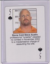 2003 STARZ BEHIND BARZ STONE COLD STEVE AUSTIN PLAYING CARD ~ MUG SHOT WWF ~QNTY