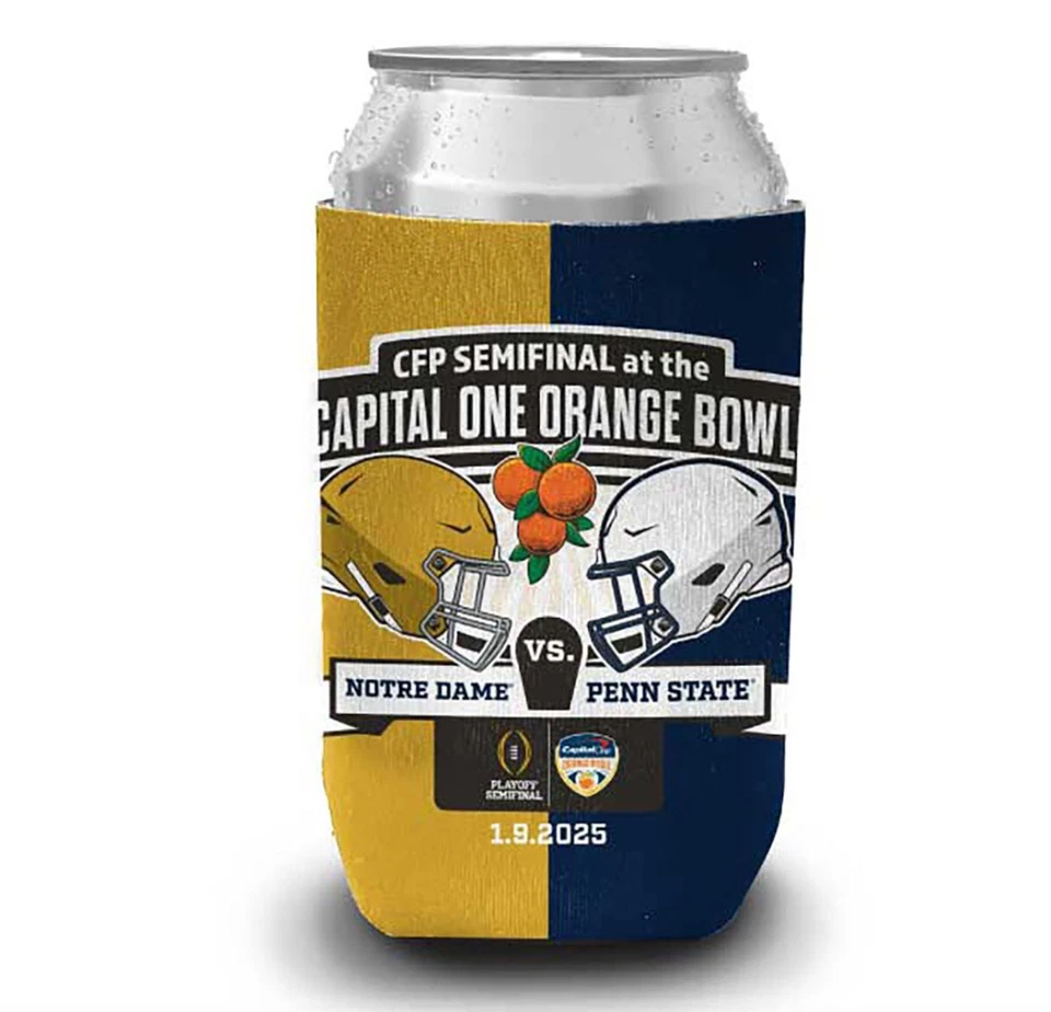 Enfriador de latas de fútbol americano Orange Bowl Notre Dame Penn State Nittany Lions CFP Orange Bowl 2025 Foto 1 de 1