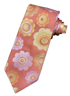 Ted Baker Tie Men’s 100% Silk Men's Colorful Orange Purple Yellow Floral USA EUC - Image 1 of 4
