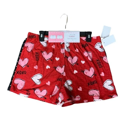 Conjunto de dos pantalones cortos de pijama Heart XL negro blanco lunares regalo de San Valentín NUEVO Foto 1 de 4