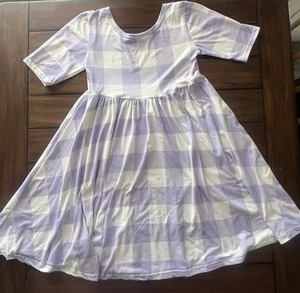 Little Statements Girls Purple Gingham Checkered Dress size 10/12 - Picture 1 of 7