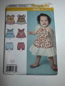 Simplicity Easy Sew Pattern 1669 UNCUT Babies Dress Top Pantaloons ;FF SZ XXS-L - Picture 1 of 6