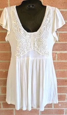 Vintage Womens S Top Y2K Babydoll Butterfly Lace Fairy Dainty Flowing Fairy Boho - Image 1 of 4