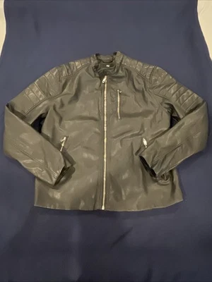 H & M мотоциклиста куртка из искусственной кожи черный Moto короткий полный молнии карманы Sz. M - Изображение 1 из 4