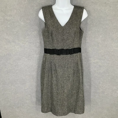 Vestido Banana Republic Mujer Talla 6 Carrera Mezcla Lana Sin Mangas Tweed Negro Foto 1 de 4