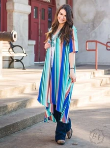 CLEARANCE - Blues Vertical Stripe Duster - Plus Size (Reg. $39.95) - Picture 1 of 3