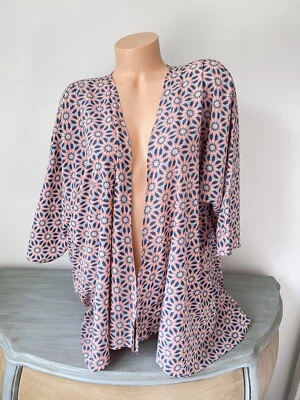 Cárdigan Plumero LuLaRoe L Rosa Floral Shirley Kimono Talla Grande Foto 1 de 4