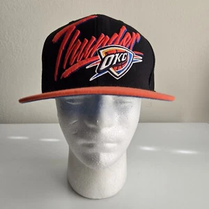 Oklahoma City Thunder OKC Mitchell & Ness NBA Snapback Cap Hat Black Orange - Picture 1 of 11