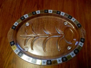VINTAGE INLAND GLASS~ MID-CENTURY/ATOMIC STARBURST/SNOWFLAKE PATTERN MEATPLATTER - Picture 1 of 7