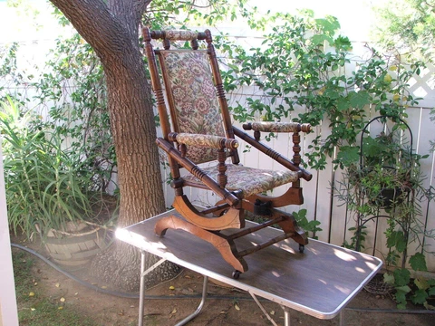 Antique Eastlake c1880s Victorian Turned Walnut, Gramma's Platform Rocking Chair Cover