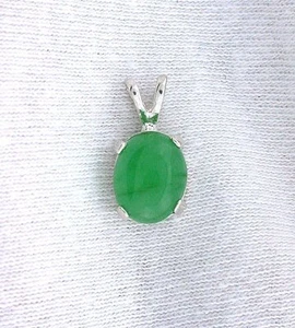 10x8 10mm x 8mm Oval Sterling Silver Dyed Green Jade Cabochon Cab Gem Pendant - Picture 1 of 2