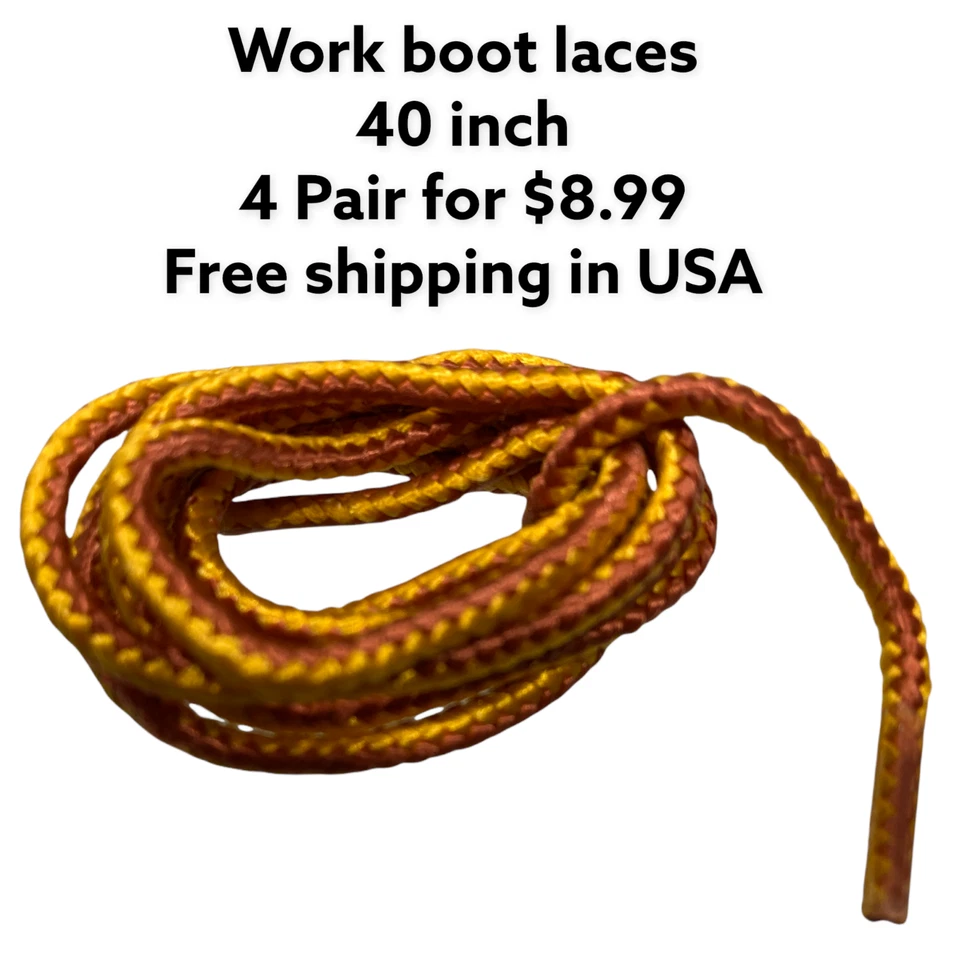 Cuerdas Cordones para Botas 40" Amarillo y Marrón Cordones para Zapatos Exterior 4 Pares  Foto 1 de 1