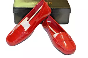 LAUREN RALPH LAUREN Corita Red Soft Patent Leather Loafers Mocs Flats 6.5B NIB - Picture 1 of 9
