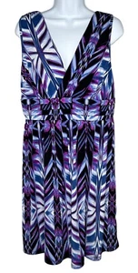 AB Studio Vintage Dress Fit n Flare Sleeveless V-neck Empire Waist Size 14 - Picture 1 of 11