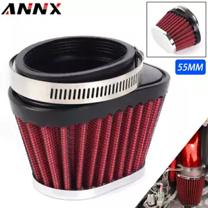 Red 55mm/2.17" Air Filter Cleaner Round Tapered Replacement For Motorcycle / Car - Picture 1 of 12