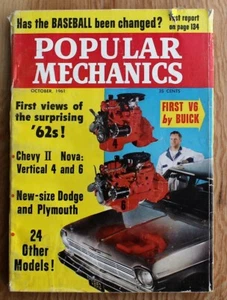 Popular Mechanics octubre de 1961; béisbol; primer V-6; autos 1962; sustos de bomba; - Imagen 1 de 12
