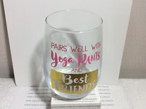 PAIRS WELL WITH YOGA PANTS GLASS New in plastic casing STEMLESS Wine Glass - Picture 1 of 4