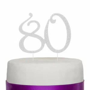 80 adornos de fiesta de cumpleaños de 80 diamantes de imitación (plateado) - Imagen 1 de 5