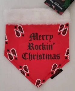 Bret Michaels Pet Bandana "MERRY ROCKIN CHRISTMAS" Size Small Pets Rock NWT - Picture 1 of 2